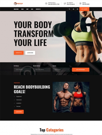 黑色的健身房设备公司网站模板