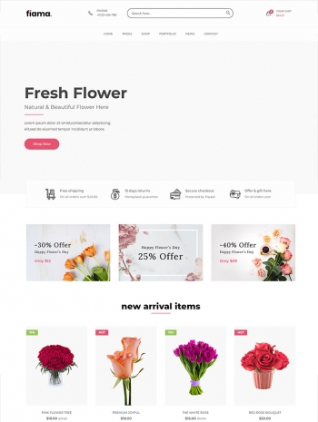 花店商城html，简约的鲜花店网页模板