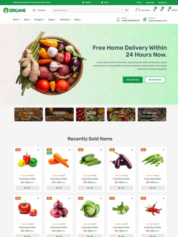 有机蔬菜水果食品商城HTML5模板