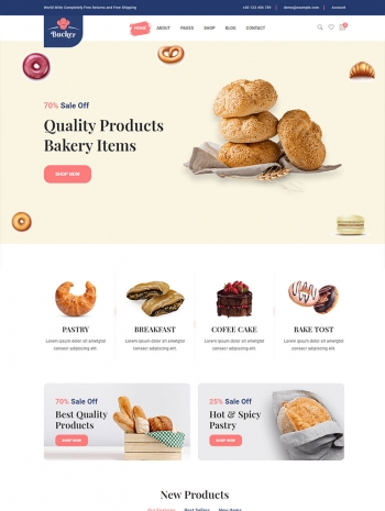 甜品面包店铺HTML5电商模板