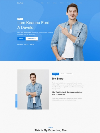 蓝色html5前端工程师简历模板