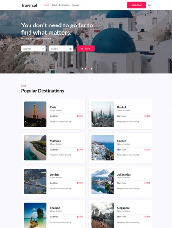 旅游网站设计HTML5，旅游公司网站模板