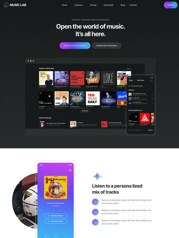 音乐网站html模板，优质的音乐app推广网站