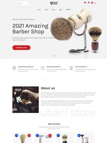 理发店网站源码，简约的理发用品商城模板html