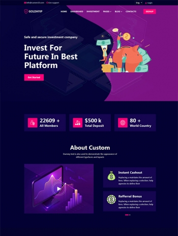金融投资网站模板，紫色高端投资公司网站模板
