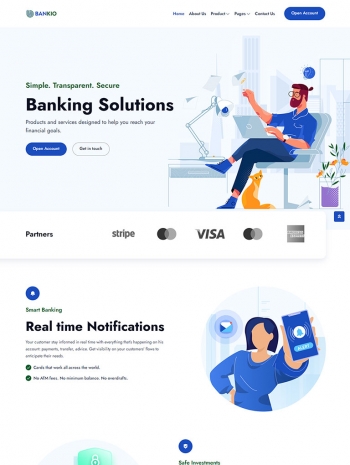 金融公司网站源码，清爽的银行网页设计html